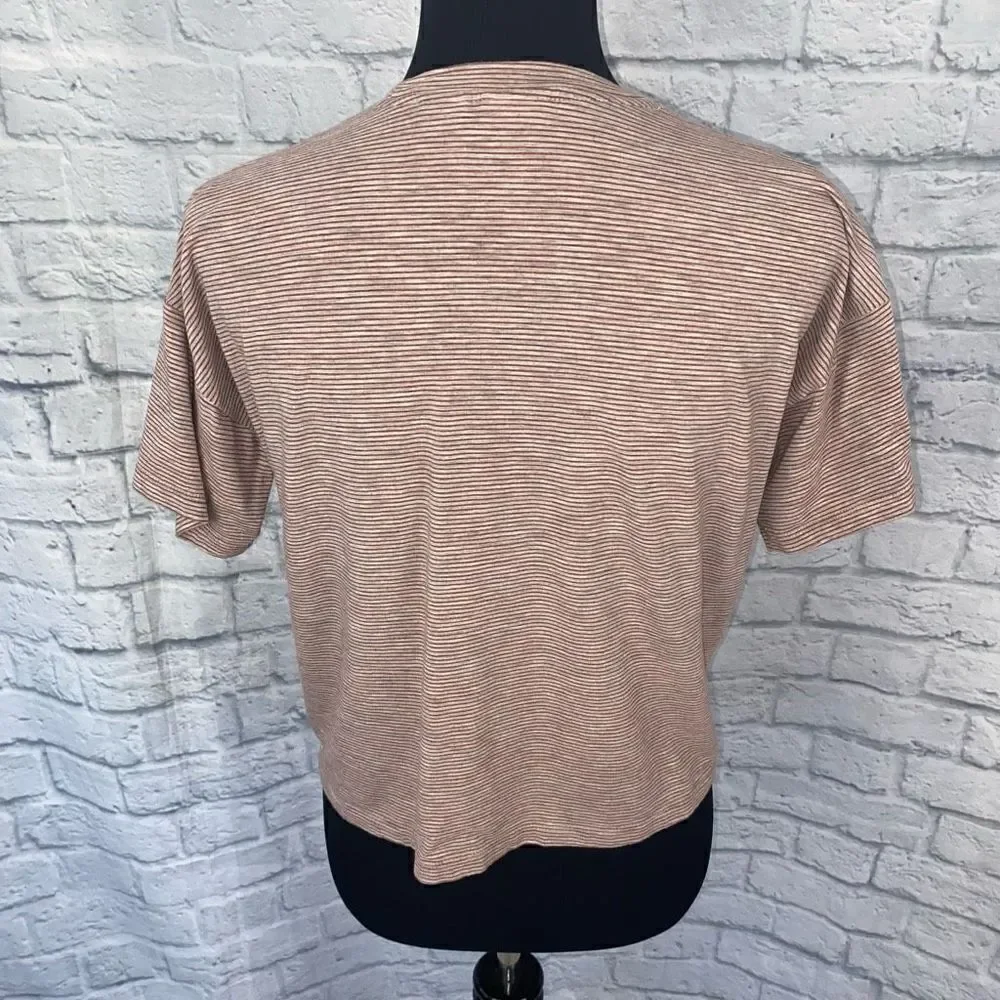 Max studio Crewneck stripe crop short sleeve top sz S women